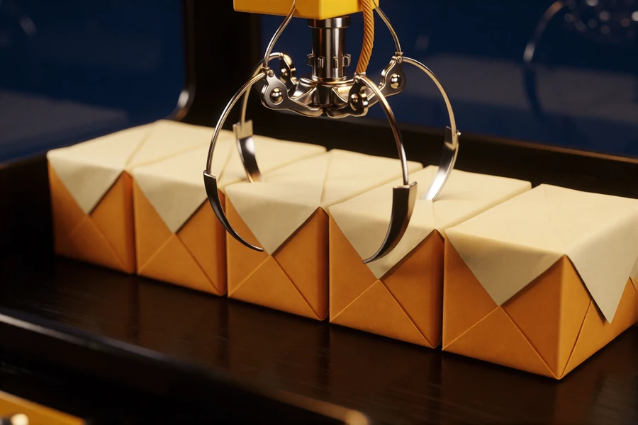 Greifarm eines Retro-Automaten &uuml;ber einer Reihe verschlossener Preisboxen als Sinnbild f&uuml;r die Bonus-Crab-Mechanik bei BetScore