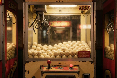 Retro-Greifarmautomat mit Kugeln als Motiv f&uuml;r das Bonus-Crab-Feature bei BetScore